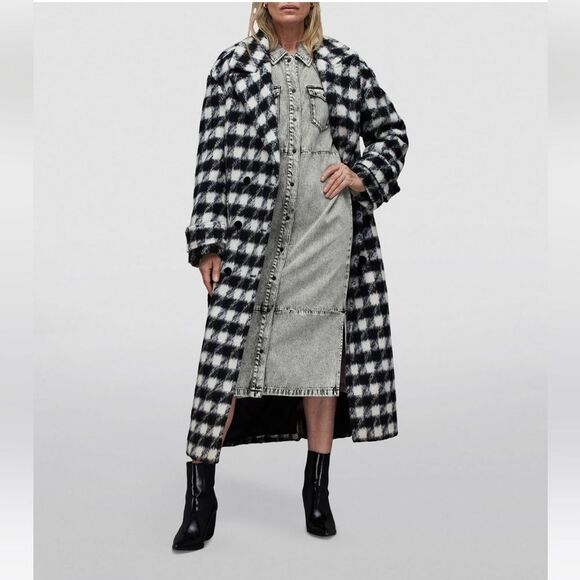 All Saints Dresses & Skirts - All saints Gray Acid Wash Ava Denim Button Front Midi Dress